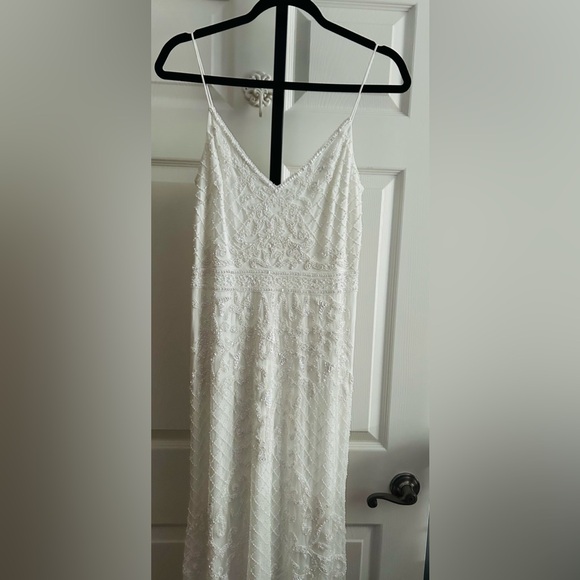 Cherished Vow White Beaded Backless Mermaid Maxi Dress Lulus Size Large - Picture 12 of 13